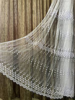 Тюль Rowi фатин вишивка квітковий орнамент білий