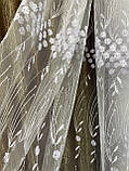 Тюль Rowi фатин вишивка квітковий орнамент білий, фото 3