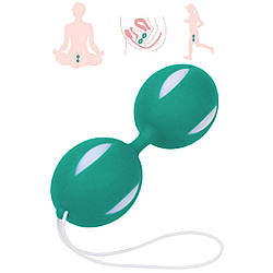 Вагінальні кульки Кегеля без вібрації подвійні кульки без силіконової нитки Зеленого кольору Green Vaginal Ball