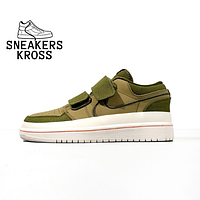 Мужские кроссовки Nike Air Jordan 1 Retro Low Double Strap Khaki, Найк Эир Джордан 1 Хаки