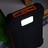 💚Повербанк PowerBank 30000 mAh з сонячною панеллю та ліхтарем Зелений, фото 4