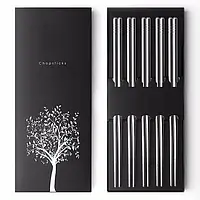 Багаторазові палички для їжі та суші, набір паличок з нержавіючої сталі, UrbanKit 5 пар, хром