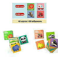 Контрастные карточки для малыша для 6-36 мес. 40 шт. (80 картинок)