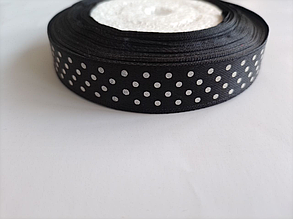 Стрічка атласна в горошок 1.5см (23м) чорний
