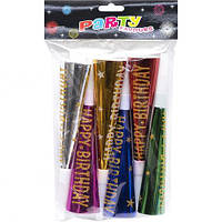 От 6 шт. Набір трубочка-свисток кольорова фольгована 20см 6 штук 1698-1 купить оптом