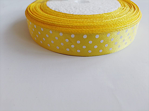 Стрічка атласна в горошок 1.5см (23м) жовтий