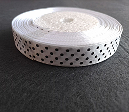 Стрічка атласна в горошок 1.5см (23м) білий