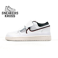 Женские кроссовки Nike Jordan 1 Retro Low Double Strap White Black, Найк Эир Джордан 1 Белые