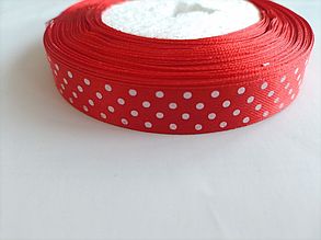 Стрічка атласна в горошок 1.5см (23м) червоний
