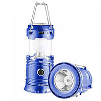 Кемпинговая LED лампа JH-5800T c POWER BANK Фонарь фонарик солнечная панель Синий kr