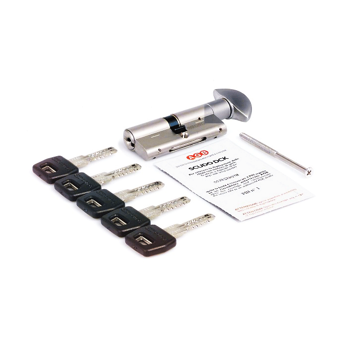 Цилиндры для дверных замков AGB (Италия) ScudoDCK/75 мм, ручка-ключ, 40/35, мат.хром