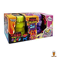 Вязкая масса "2 в 1 "mega stretch slime" и "fluffy slime", укр, детская игрушка, желто-фиолетовый, от 5 лет