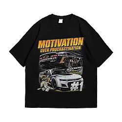 Футболка з принтом Chevrolet Camaro - Motivation Over Procrastination M Чорний