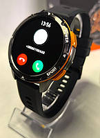 Чоловічі розумні годинник смарт наручний з bluetooth з тонометром круглі чорні для android та айфону.