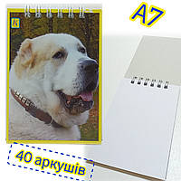 Блокнот А7 (74х104мм) / 40 аркушів, чистий аркуш / Пес