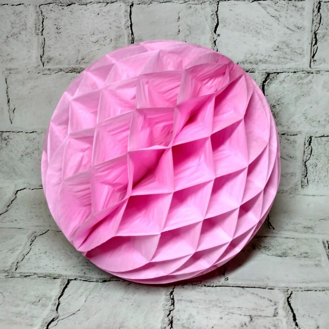 Паперовий шар стільники, 25 см, рожевий