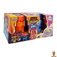 Вязкая масса "2 в 1 "mega stretch slime" и "fluffy slime", укр, детская игрушка, оранжево-голубой, от 5 лет