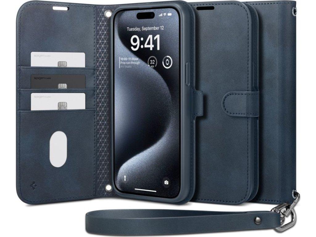 Чохол-книжка Spigen для iPhone 15 Pro - Wallet S Pro, Navy (ACS06741)