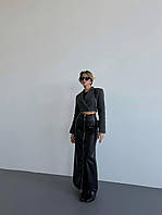 Женская стильная юбка макси на молнии из мягкой эко-кожи на замше размеры 42-48