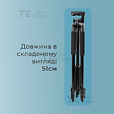 Професійний штатив тринога T-3218 XL для телефону фотоапарата камери для зйомки в чохлі з рівнем, фото 5