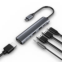Type-C USB-C HUB хаб переходник конвертер K560 5 in 1 Converter: to 3.5mm+PD/QC+USB2.0+USB3.0+HDMI