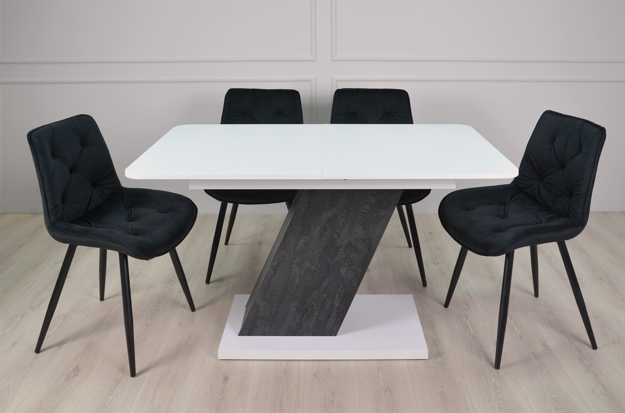 Белый компактный раскладной кухонный обеденный стол на одной ножке для ...