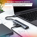 Type-C USB-C HUB хаб перехідник конвертер K560 5 in 1 Converter: to 3.5mm+PD/QC+USB2.0+USB3.0+HDMI, фото 7