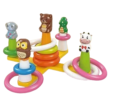 Дитячий кільцекид "Тварини" (ігрова платформа, 5 стрижнів з верхівками, в коробці) 9578