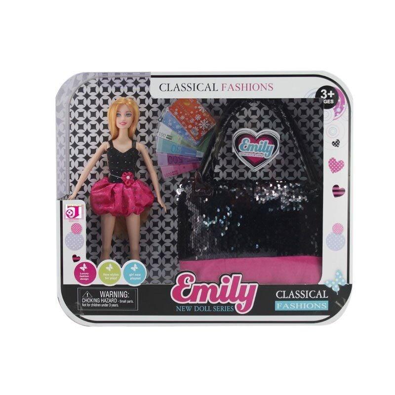 Кукла "Emily" (высота 30 см, съемная обувь, яркое платье, муляжи денег ...