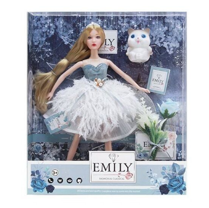 Лялька "Emily" (висота 30 см, знімне взуття, квіти, котик, у коробці) QJ 126, фото 1