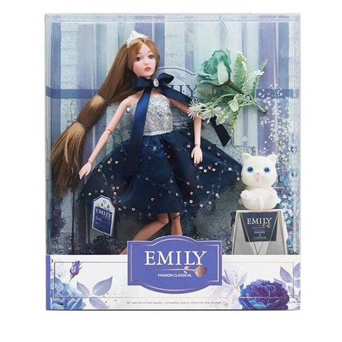 Лялька "Emily" (висота 30 см, знімне взуття, квіти, котик, у коробці) QJ 112, фото 1