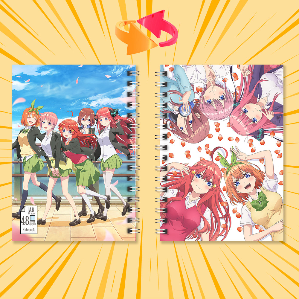 Блокнот на пружині в клітинку 48 арк. 5-toubun no Hanayome / П'ять наречених