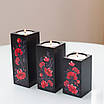 Підсвічники з натурального дерева, набір 3 шт. під чайну свічку "Квіти" (чорний колір), фото 3
