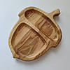 Дитяча дерв'яна тарілка "Жолудь" з дуба 20х15 см на дві секції, фото 2