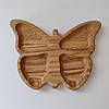 Дитяча дерв'яна тарілка "Метелик" з дуба 20х16 см. на чотири секції, фото 3