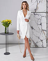 Женское классическое платье-пиджак на подкладке Молочный, XS