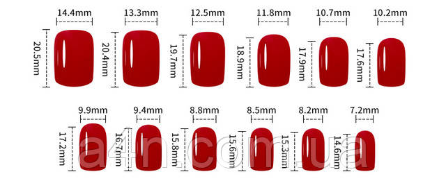 Накладные ногти - Интернет-магазин A4N Размеры накладных ногтей