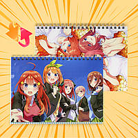 Зошит А5 48 арк. на пружині у клітинку 60 гр.м² 5-toubun no Hanayome / П'ять наречених 003