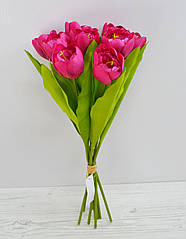 Штучний букет тюльпанів малиновий H39см