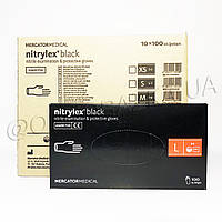 Одноразовые нитриловые перчатки Nitrylex Black, размер L, черные, ОПТ