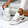 Білі літні жіночі шкіряні кросівки натуральна шкіра + текстильна сітка літо 2024, фото 2