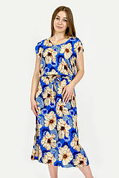 Літня сукня міді з квітковим принтом C31/1-5 синя L