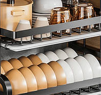 Уникальный домашний органайзер сушка подставка для посуды столовых приборов кухонных принадлежностей 2 яруса
