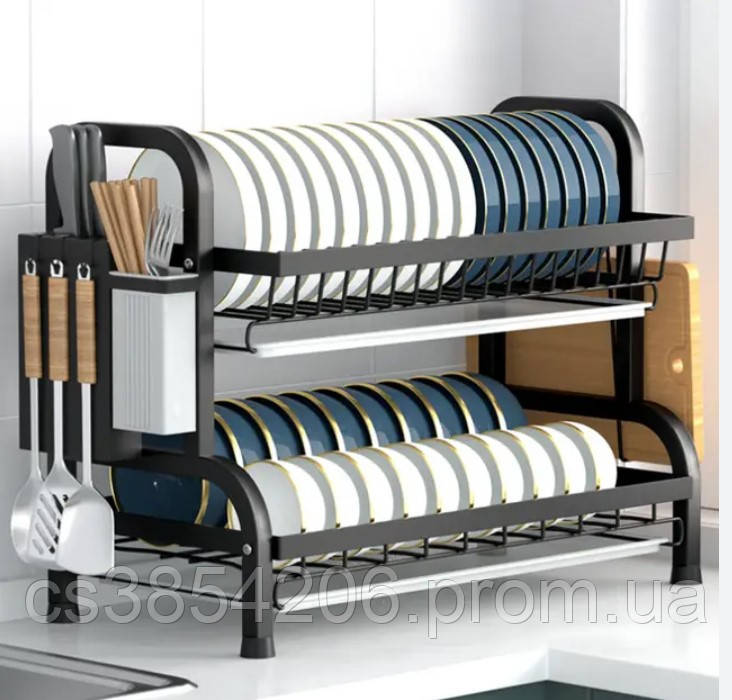 Уникальный домашний органайзер сушка подставка для посуды столовых приборов кухонных принадлежностей 2 яруса - фото 6 - id-p2152824437