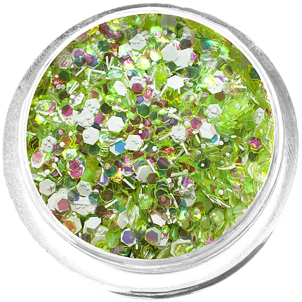 Конфеті для дизайну K-17, голографічний салатово-білий мікс, фото 1