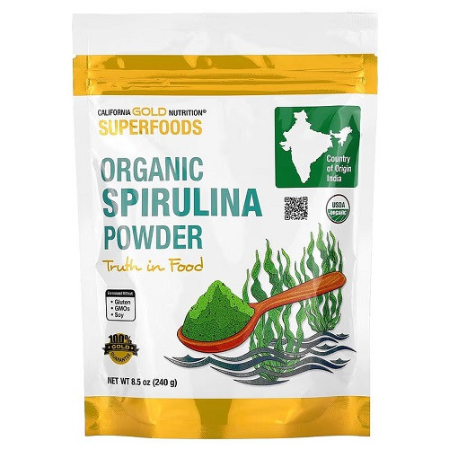 Вітаміни California Gold Nutrition Organic Spirulina Powder (240 грам.), фото 1