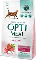 Сухой корм Optimeal для взрослых кошек с высоким содержанием телятины 700 гр
