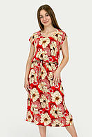 Летнее платье миди с цветочным принтом C31/1-6 красное L