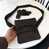 Кожаные мужские сумки кобура тактическая, Сумка (мессенджер) скрытого ношения оружия с кобурой мужская