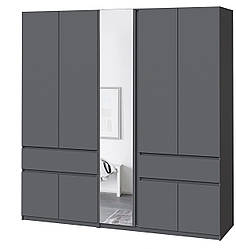 Шафа гардероб для одягу 2 метри з дзеркалом та штангами (202,1 см х 52 см х 200 см) | Майстер Форм Брайт